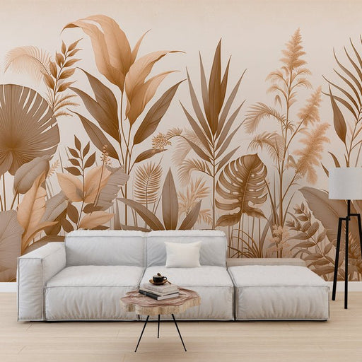 Jungle beige wallpaper mural | Ultimate exotic atmosphere - Carving wallpaper