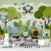 Jungle Children Wallpaper Mural | Cartoon Jungle Animals - Carving wallpaper