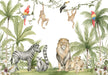 Jungle Children Wallpaper Mural | Zebra Lion Monkey - Carving wallpaper