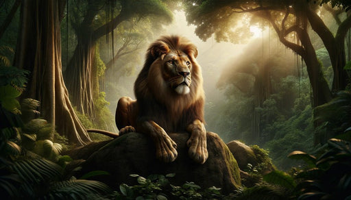 Jungle Lion Wallpaper Mural | Forest King - Carving wallpaper