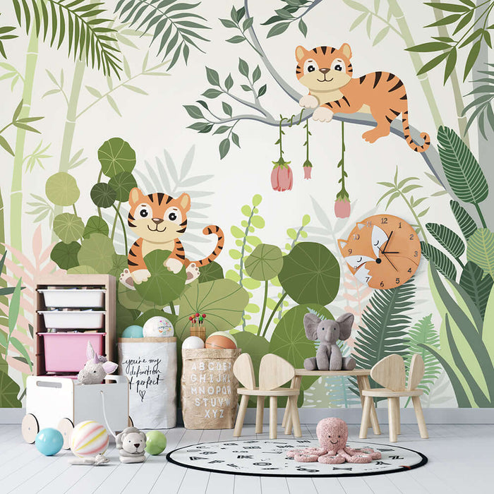 Jungle Tiger Wallpaper | Natural Decorative Wall in Children's Room Bedroom
