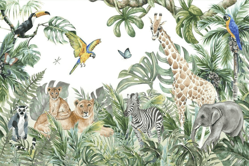 Jungle wallpaper, flora and fauna - Carving wallpaper