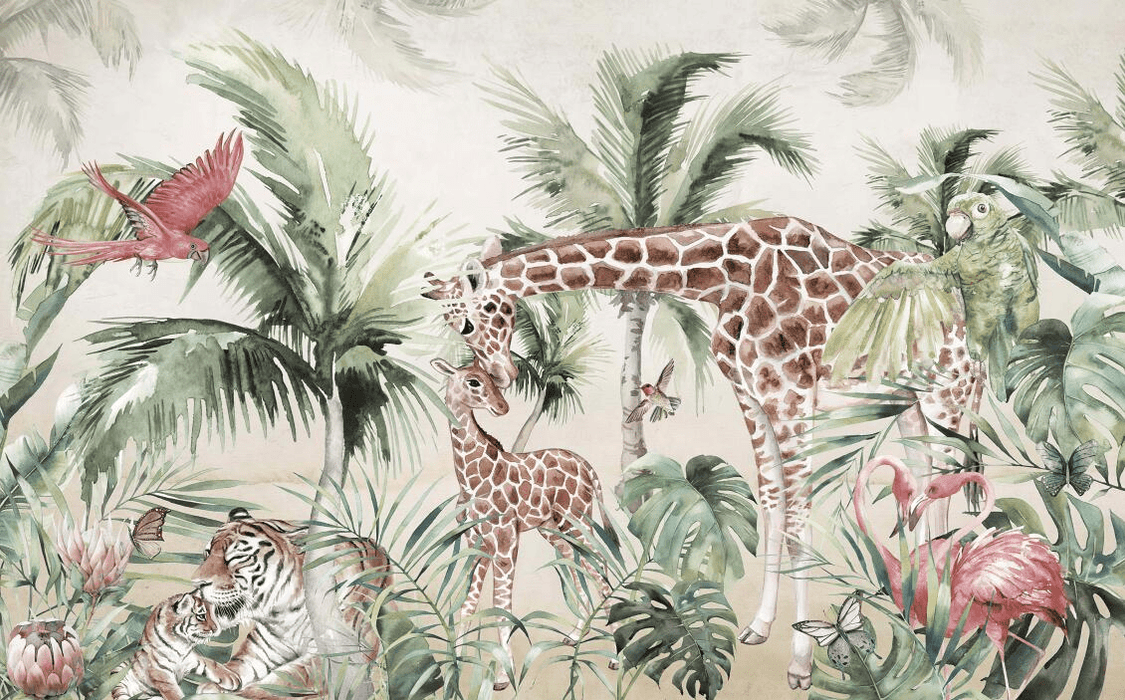 Jungle Wallpaper Giraffe - Carving wallpaper
