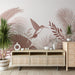 Jungle Wallpaper Mural | Hummingbird and Retro Leaves - Carving wallpaper