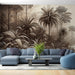 Jungle Wallpaper Mural | Tropical Brown Tone - Carving wallpaper