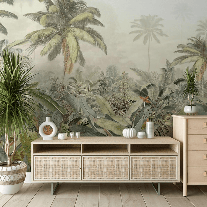Jungle wallpaper with lush natural scenery - Carving wallpaper