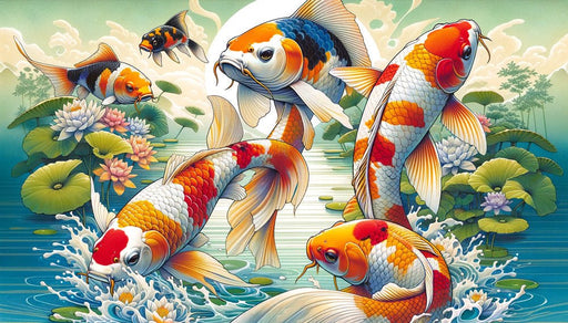 Koi Carp Wallpaper Mural | Lotus and Lotus Leaf Natural Water Scenery - Carving wallpaper