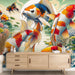 Koi Carp Wallpaper Mural | Lotus and Lotus Leaf Natural Water Scenery - Carving wallpaper