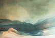 Landscape artistic conception wallpaper mural | Morandi color featuring hazy blue-green mountains and soft pastel tones