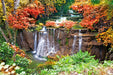 Landscape autumn scenery waterfall wallpaper mural | Red maple