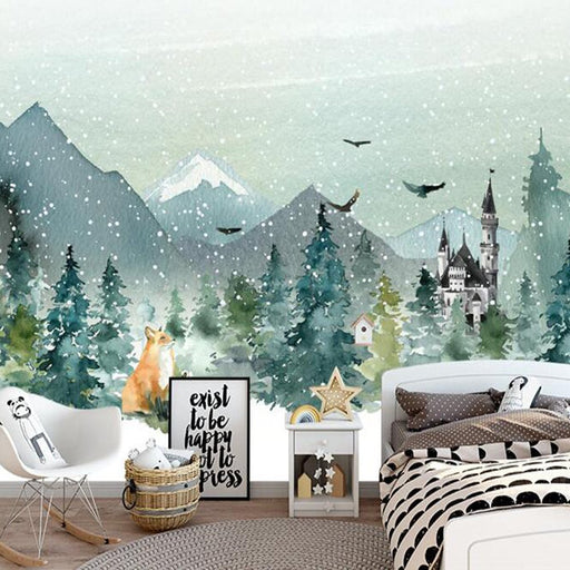Landscape Forest Wallpaper Mural | Fairy Tale Forest Mural - Carving wallpaper