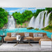 Landscape Waterfall Mural | Green Field Waterfall Wallpaper - Carving wallpaper