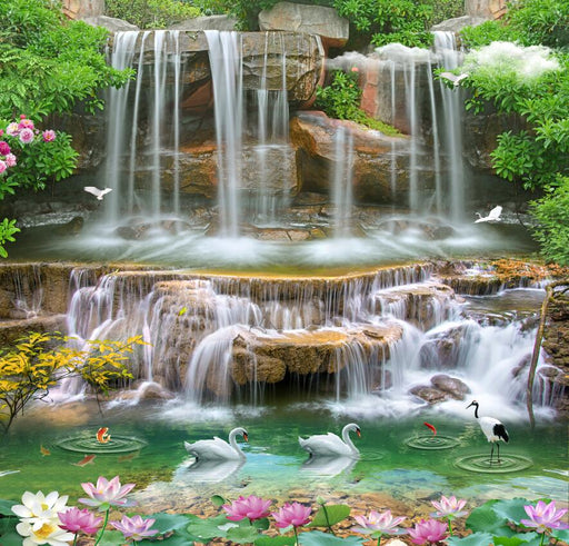 Landscape Waterfall Mural Wallpaper | Waterfall Water Landscape Wallpaper - Carving wallpaper