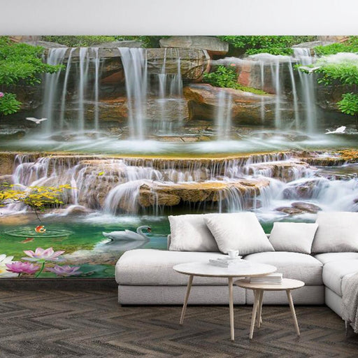 Landscape Waterfall Mural Wallpaper | Waterfall Water Landscape Wallpaper - Carving wallpaper