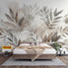 Large leaf plant mural wallpaper | Watercolor painting - Carving wallpaper