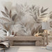 Large leaf plant mural wallpaper | Watercolor painting - Carving wallpaper