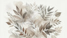 Large leaf plant mural wallpaper | Watercolor painting: elegant watercolor leaves in beige, gray, and brown tones for a peaceful, natural atmosphere