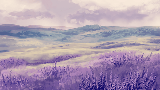 Lavender countryside wallpaper mural | Light colored scenery - Carving wallpaper