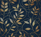 Leaf patterned wallpaper mural | Deep blue gold - Carving wallpaper