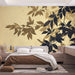 Leaf silhouette wallpaper mural | Dark brown leaves - Carving wallpaper
