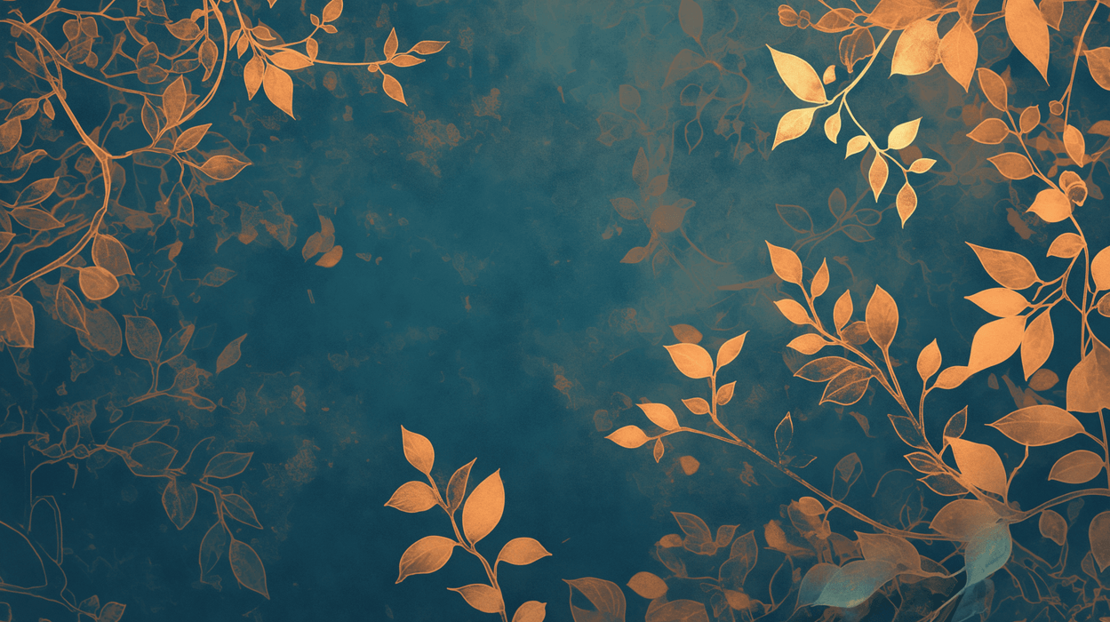Leaf Wallpaper Mural | Deep Blue and Gold Leaves - Carving wallpaper