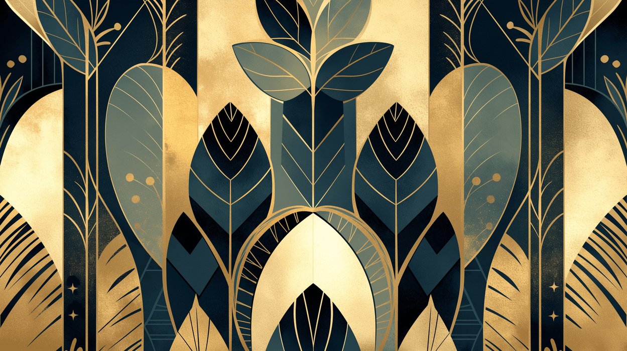 Leaf wallpaper mural | Geometric decorative art - Carving wallpaper