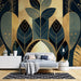 Leaf wallpaper mural | Geometric decorative art - Carving wallpaper