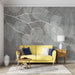 Leaf wallpaper mural | Grey background, white leaves, simple and natural style - Carving wallpaper