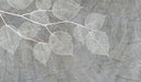 Leaf wallpaper mural | Grey background, white leaves, simple and natural style - Carving wallpaper