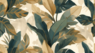 Leaf Wallpaper Mural | Large Green Leaves and Brown - Carving wallpaper