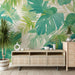 Leaf wallpaper mural | Light green - Carving wallpaper