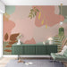Leaf Wallpaper Mural | Retro Colorful Leaves and Spots - Carving wallpaper