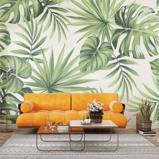 Leaf Wallpaper Mural | Tropical Style - Carving wallpaper