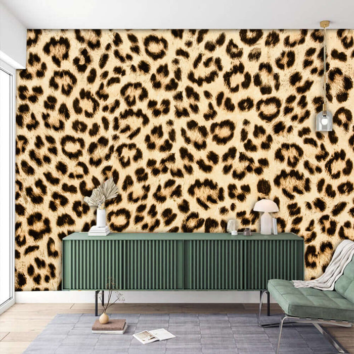 Leopard Wallpaper | Living Room and Bedroom Decorative Wall - leopard print wallpaper for chic living room and bedroom decor with wild, luxurious texture and brown-black tones