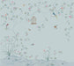 Light Blue Chinese Flower and Bird Wallpaper Mural | Bird Cage Flowers - Carving wallpaper