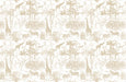 Light brown tropical animal wallpaper I Elephant Giraffe: tropical jungle wallpaper with elephants, giraffes, zebras, palm leaves in soft light brown tones