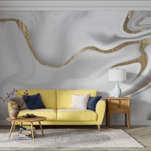 Light luxury abstract wallpaper mural | Interwoven gray white gold texture - Carving wallpaper