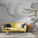 Light luxury abstract wallpaper mural | Interwoven gray white gold texture - Carving wallpaper