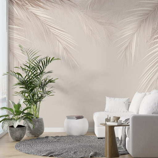Light Palm Leaves | Wallpaper Mural - Carving wallpaper