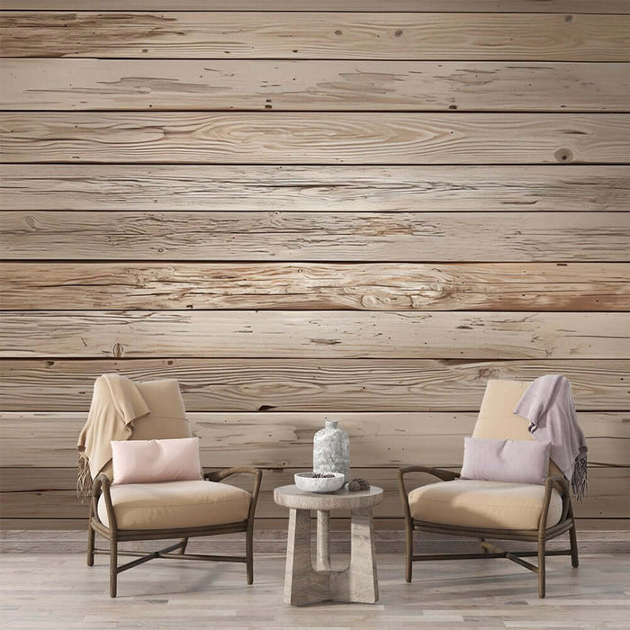 Light Wood Grain Wallpaper Mural – Realistic Wood Texture | Scandinavian, Minimalist & Japandi