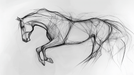 Line Art Horse Wallpaper Mural | Black and White Abstract Animals - Carving wallpaper