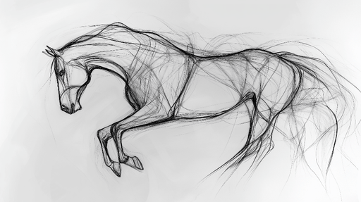 Line Art Horse Wallpaper Mural | Black and White Abstract Animals - Carving wallpaper