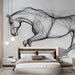 Line Art Horse Wallpaper Mural | Black and White Abstract Animals - Carving wallpaper
