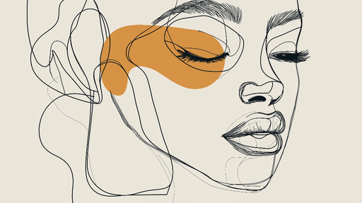 Line face art wallpaper mural | Abstract beauty style - Carving wallpaper