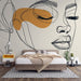 Line face art wallpaper mural | Abstract beauty style - Carving wallpaper