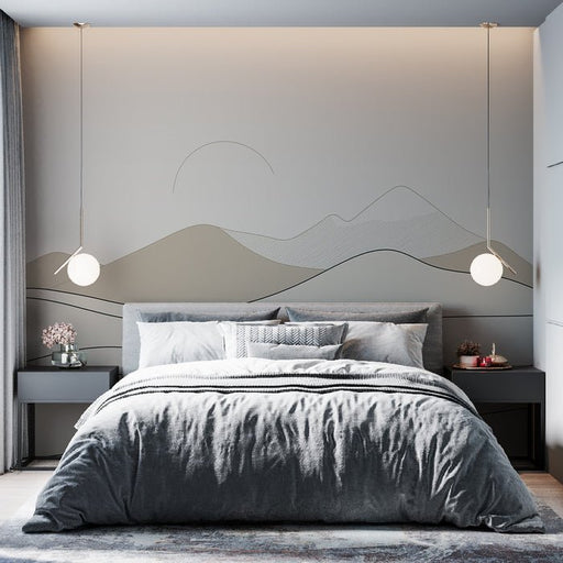 Line mountain wallpaper mural | Landscape painting scroll - Carving wallpaper