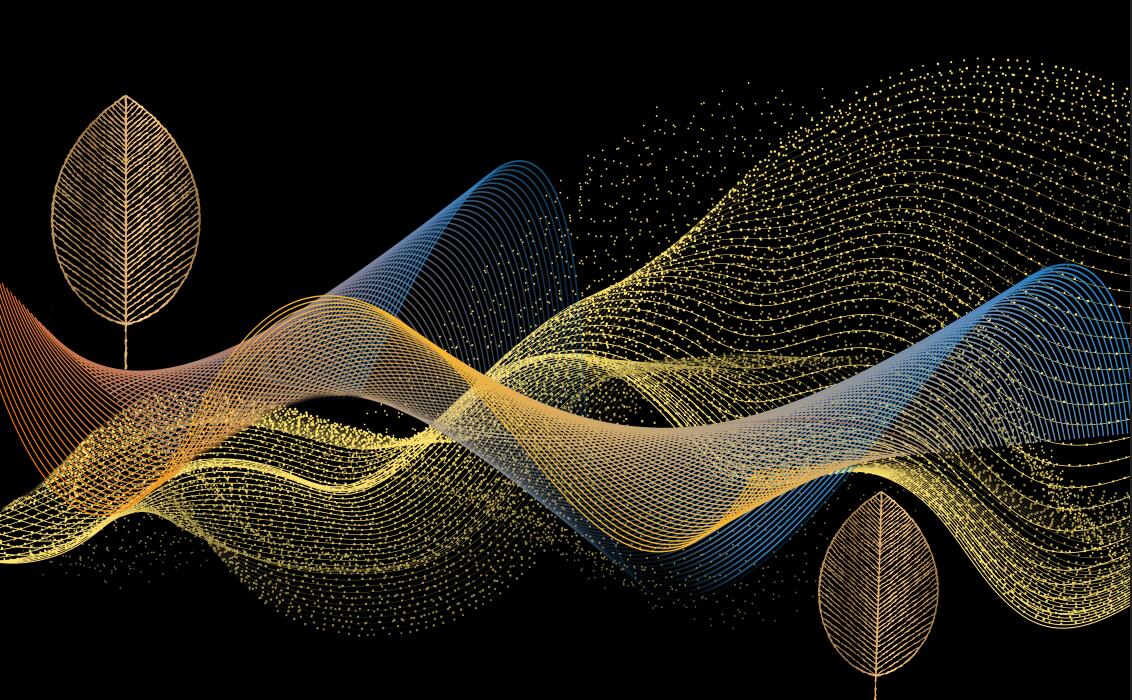 Line wallpaper mural | gold and blue line art splendor - Carving wallpaper