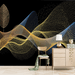 Line wallpaper mural | gold and blue line art splendor - Carving wallpaper