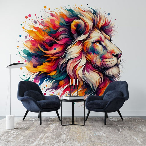Lion Wallpaper Mural | Color Art - Carving wallpaper