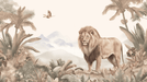 Lion Wallpaper Mural | Jungle - Carving wallpaper